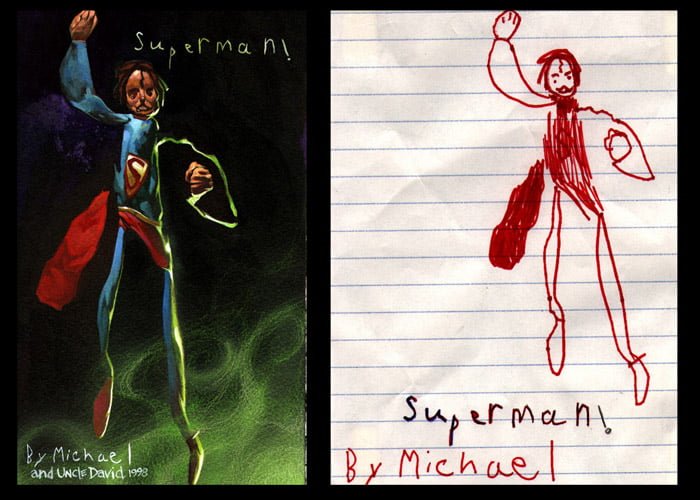 ave Devries redibujando dibujos infantiles superman
