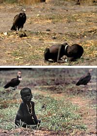 La foto de Kevin Carter (arriba) y la de Luis Davilla (debajo)